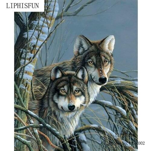 New Full Square Diamond 5D DIY Diamond Painting "Lovers Wolf" Embroidery Cross Stitch Rhinestone Mosaic Painting Home Decor