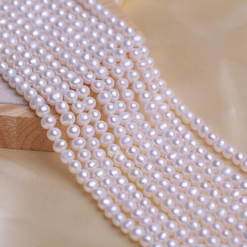 Wholesale 5-6mm Size Natural Freshwater White Color Potato Shape Real Loose Pearl Necklace Strand String, 10pcs/lot