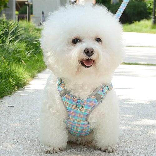 Pet Adjustable Reflective Prevent Break Free Large Vest-style Dog Harness Lattice Dog Leash Comfortable Durable Dogs Supplies