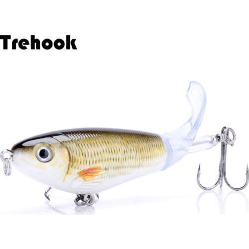 TREHOOK 8cm 14g Topwater Whopper Popper Fishing Lures Artificial Bait Hard Plopper Soft Rotating Tail Fishing Tackle Geer Pesca