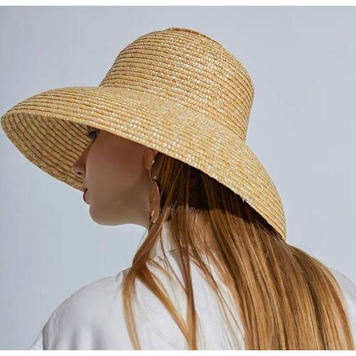 Vintage French Hepburn Mesh Primary Color Straw Hat Sun Seaside Beach Hat Female Summer Big Sun Cap Handmade High Quality Match