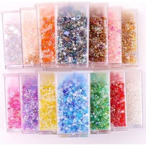 1 Box Mix Colors Glass Seed beads Multi Size Czech Spacer Round Square Glass Bead For Jewelry Making Necklace Charms Accessories