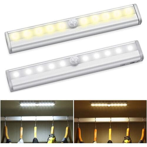6/10 LEDs PIR LED Motion Sensor Light Cupboard Wardrobe Bed Lamp LED Under Cabinet Night Light For Closet Stairs Kitchen