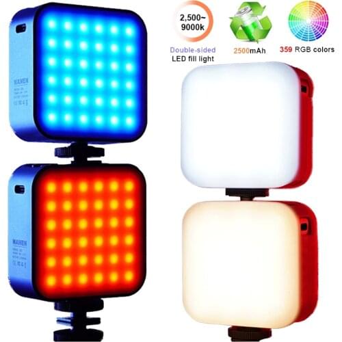9000K Double-sided RGB LED Photography Lighting 359 Full Colors 2500mAh Video Lights with Tripod for Selfie Live Vlog Fill Light