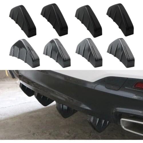 4pcs/set Fin Shark Universal Car Rear Bumper Spoiler Mini Car Rear Diffuser Add-On Screw Installation Auto Body Kit Carbon Fiber