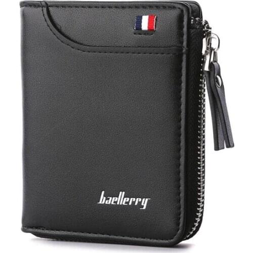 Baellerry Vertical Mens Leather Wallet With Coin Pocket Credit Card Holder Short Purse For Man ID Card Case Male Money Bag