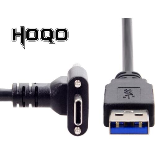 Down Up Angled USB 3.1 Type-C Dual Screw Locking to Standard USB3.0 Data Cable 90 Degree for Camera 120cm 300cm 500cm 1.2m 3m 5m