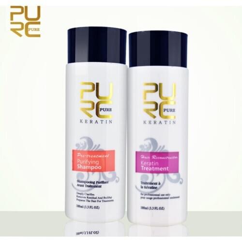 Straightening Hair Repair And Straighten Damage Hair Products Brazilian Keratin Treatment + Purifying Shampoo PURE