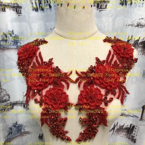 Stock 1piece/bag Wine red chest decoration hot diamond beads fashion accessories for the wedding dress festival dress