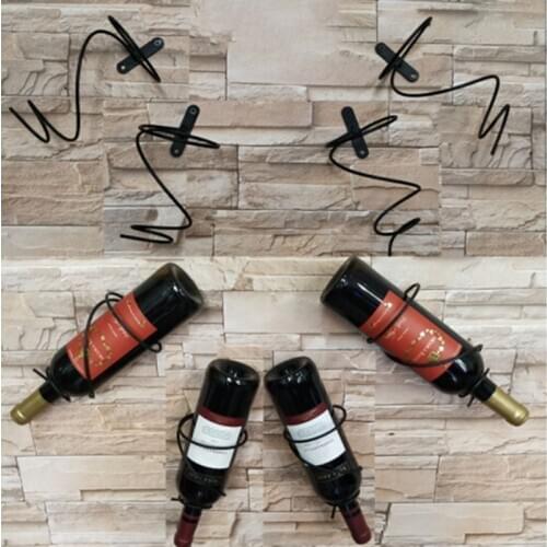 Iron Wall Mounted Wine Bottle Rack Holder Display Shelf Kitchen Bar Exhibition Storage Organizer Home Decor