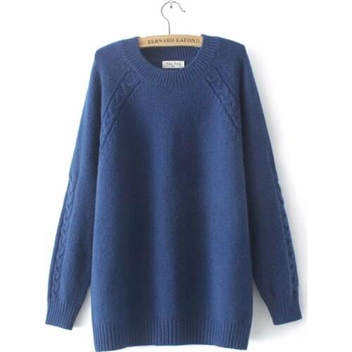Womens oversize sweater autumn winter 2021 plus size women clothing O-Neck Top female pink blue apricot color Women jumper
