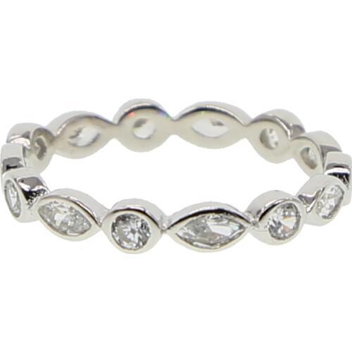 100% guarantee 925 sterling silver marquise round bezel cubic zirconia high quality women girl stack eternity silver ring 925