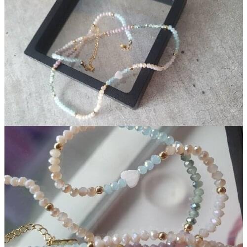 Fashion New Color Crystal Beaded Necklace Customized 26 Letter Pendant Short Collier Femme Bohemian Aesthetic Jewelry украшения