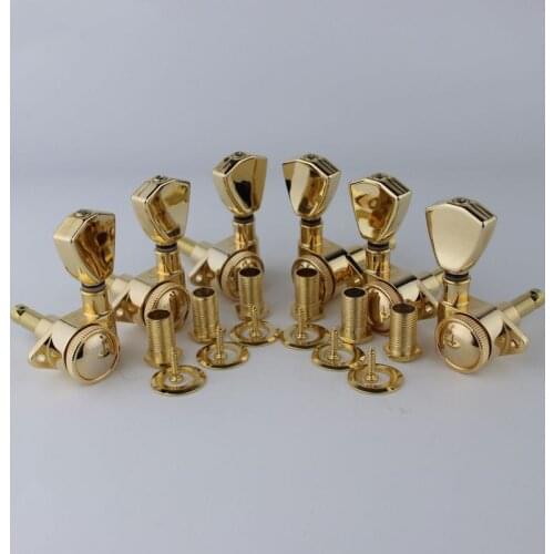 Gold Guitar Locking Tuners(3L+3R Handed)-1:21 Models Rear Lock String Tuning Key Pegs Machine Head with Trapezium Handle