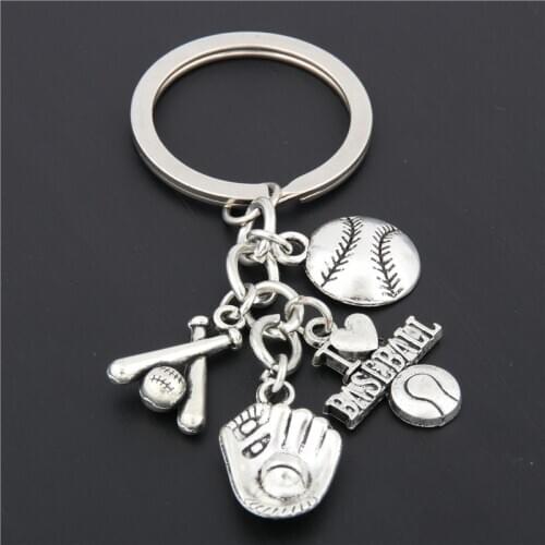 1PC Silver Color Pendant I Love Soccer/Baseball/Basketball Key Chain With Shoe Key Ring Gift For Car Keychain Cheer Jewelry