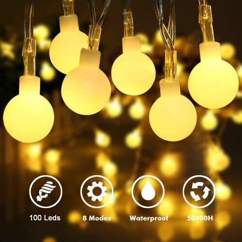10/20/40/60/100 LED Star Ball Snowflake Light String Christmas Garlands Fairy Lights Lamp for Home Wedding New Year Party Decor