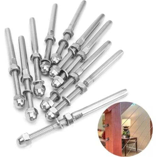 18 Pcs Stainless Threaded Terminal Stud End Fitting for 1/8 Cable Deck Railing Hand Swage T316 Marine Grade 3-7/8 inch