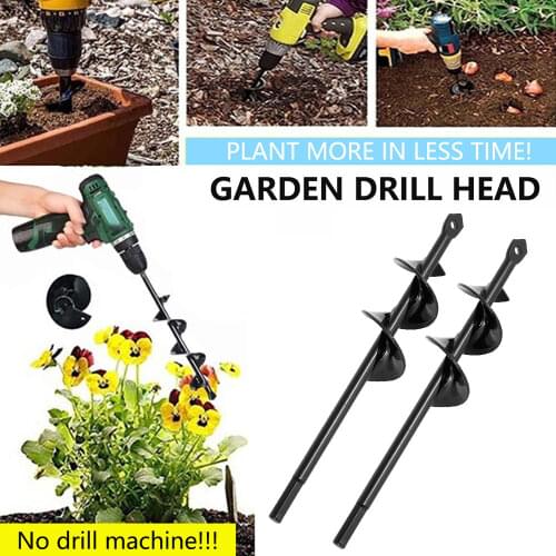 2pcs Garden Auger Drill Bit Tool Spiral Hole Digger Ground Drill Earth Drill For Seed Planting Gardening Fence Flower Planter