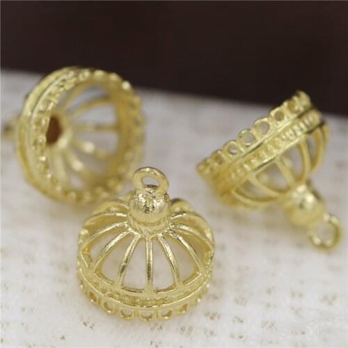 20pcs Brass Casted Filigree Bell Shape Beads Tassels End Cap Charms Pendants Quality Findings for DIY Jewelry Accessories