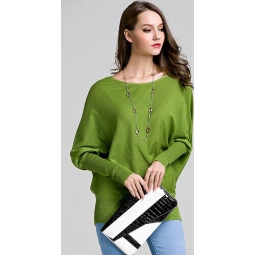 2019 Hot Fashion Long Sweater Spring New Women Knit Pullover Bat Sleeved Thin Knit Solid Color Long-sleeved Female Long Sweaters