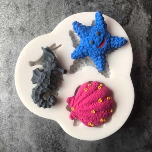 3D Fondant Cake Molds Seahorses /Shells/Tarfish Sea Animal Cake Decorating Mould Tools