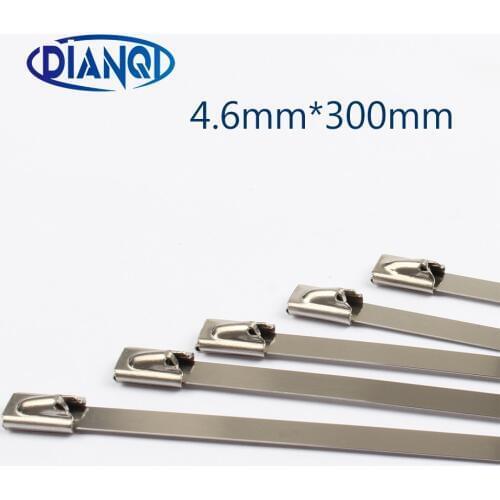 4.6mmx300mm 4.6*300mm 4.6mmx300mmLatching Self-Locking Stainless Steel wires cable ties self-Lock tie wrap zip ties 201 304 316