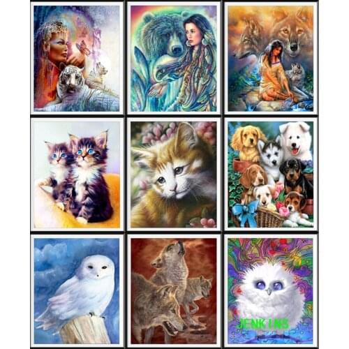 5d Diy Diamond Paintings Diamond Embroidery Mosaics Rhinestone Pictures Resin Animals Home Decoration Crafts jenkins