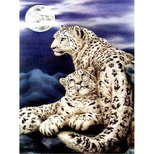 Diamond painting leopards mosaic art embroidery mother child animals rhinestone picture puzzle drawing wall decor craft diy toy