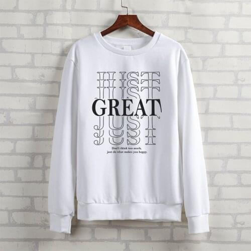 BLINGPAW Just Great Letter Printed Women Crewneck Sweatshirt Heavy Blend Crew Neck Long Sleeve Plus Size Punk
