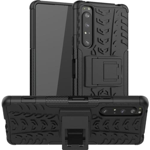 For Sony Xperia 1 II Case Luxury PC + TPU Back Cover Stand Armor ShockProof Case For Sony 10 II 1II 10II Full Phone Cases