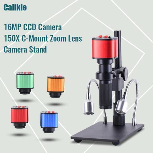 16MP Full HD 1080p HDMI USB Industrial Digital Electronic Microscope Camera+MINI Stand+Zoom 150x C-Mount Zoom Lens for PCBRepair