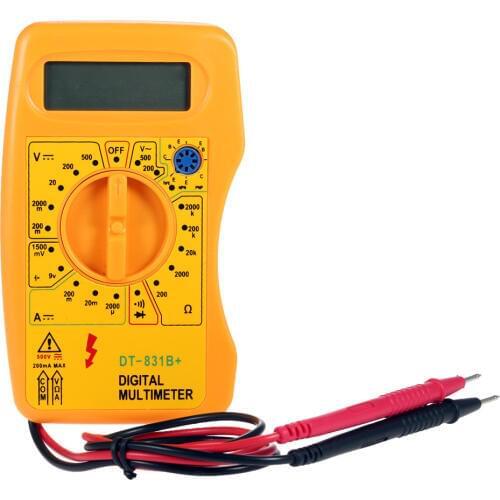 DT-831B+ Mini Digital Multimeter DMM Voltmeter Ammeter Ohmmeter Current Resistance Diode Transistor hFE Tester w/Battery Tester