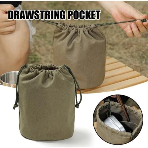 Canvas Cloth Drawstring Storage Bag Portable Large Capacity Canvas Bag Outdoor Camping Tableware Sundries Storage Bag jlrr