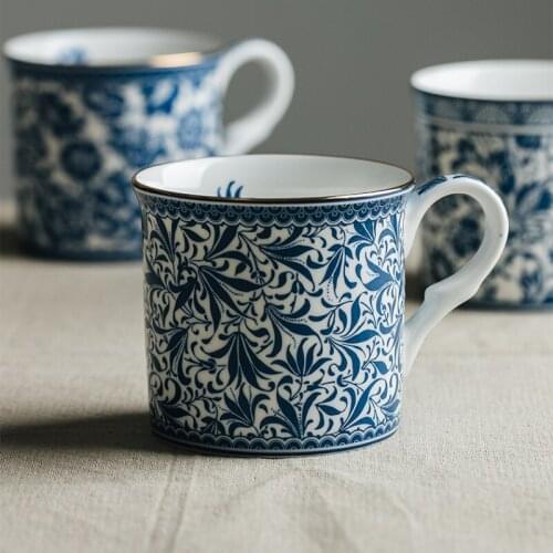 Chinese Classical Light Luxury Coffee Cup Ceramic Exquisite European Afternoon Tea Bone China Retro Blue and White Retro Style