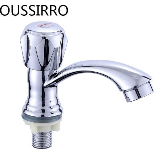 Classic Bathroom Accessories Chrome Finish Single Handle Cold Water Basin Faucet Deck Mounted For Toilet Switch Handle Water Tap