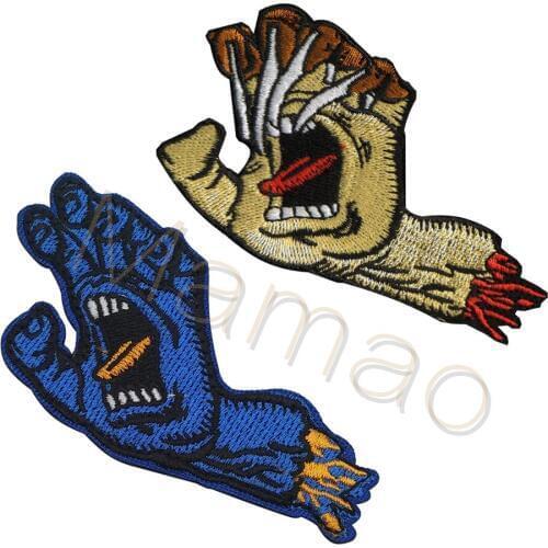 Nightmare on Santa Cruz Christmas Screaming Blue Hand Velcro Armband Embroidery patches Badge Clothes Backpack Jeans Jacket