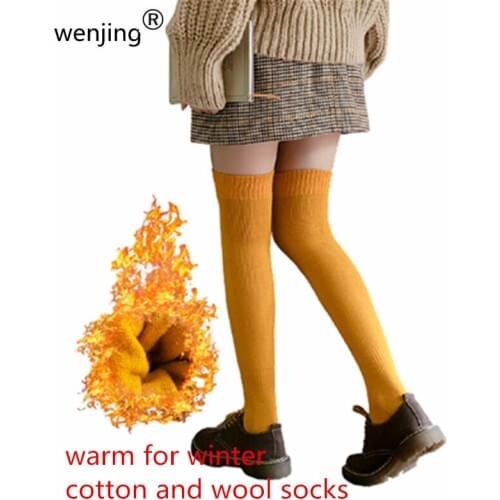 Wj20209B5 winter warm thigh high long hosiery girl tube socks Combed cotton stocking