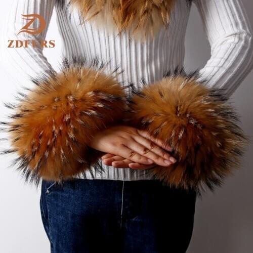 FXFURS High Quality Fox fur Cuffs Hot Sale Wrist Warmer Genuine Fox Fur Cuff Arm Warmer Lady Bracelet Real Fur Wristband Glove