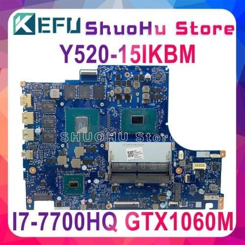 DY520 NM-B391 Motherboard For Lenovo Y520-15IKBM Laptop Motherboard NM-B391 i7-7700HQ GTX1060TI original Test Mainboard