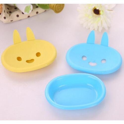 Cute Bathroom Cartoon Rabbit Shape Plastic Soap Dishes Bath Shower Soap Holder Plate Box LX8516