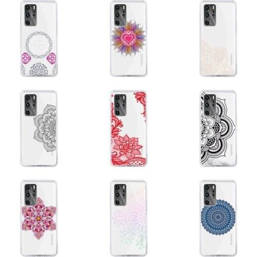 Mandala Lace Flower Phone Case Transparent For Huawei honor V 9 8 10 20 7 i S A C X pro lite play Soft TPU Clear Mobile bags