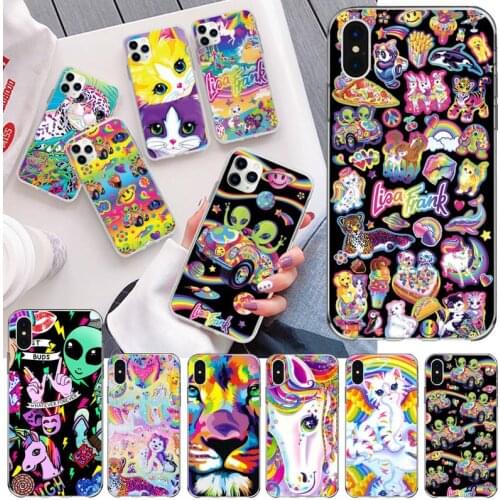 Cute Saucerman Liea Frank Stickers Rainbow Phone Case For iphone 12 11 Pro Max Mini XS Max 8 7 6 6S Plus X 5S XR Silicone Soft
