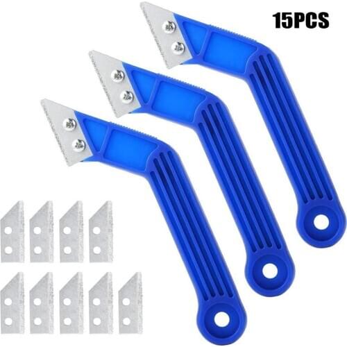Seam Cleaner 15pcs Set Grout Remover Tool Kit Blue Bevel Angle Scraper Combined Floor Wall Tile Cutter Joint Grouting Saw