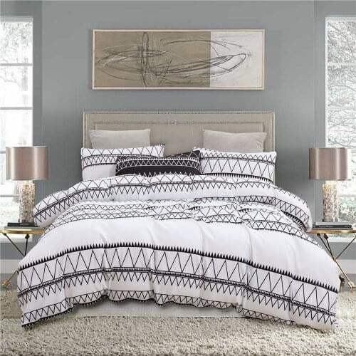 Three-piece modern simple urban striped plaid printing quilt cover