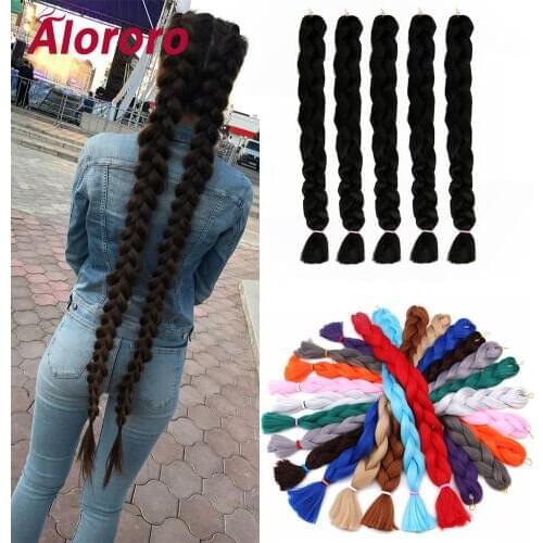 Alororo Pure Braiding Hair Synthetic Hair Extension for Braids 82 inches/165g Black Afro Jumbo Braid Hair