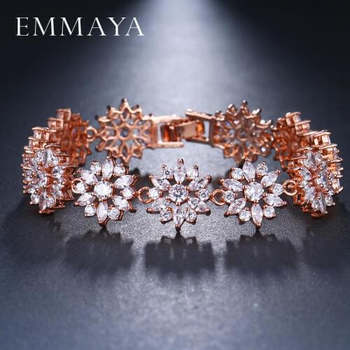 EMMAYA New Flower Bracelet Micro Paved Shining Tiny CZ Crystal Charming Link Chain for Women Wedding Party Jewelry