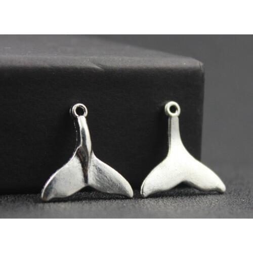 Whale tail shape antique silver color charms for making bracelet and necklace diy metal jewelry making 50 pcs/lot ZA1504