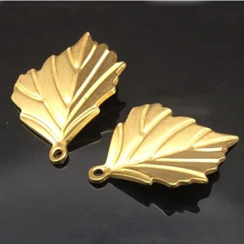 5pcs Stainless Steel Gold Tone Leaf Charms Pendant Jewelry DIY For Making Findings 23.5mmx17mm Making Findings