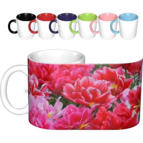Happy Tulips Ceramic Mugs Coffee Cups Milk Tea Mug Keukenhof Lindie 2014 Tulip Flower Happy Red Pink White Orange Netherlands