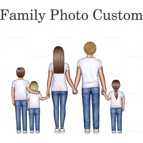 Family Photo Poster Father Mother Son Daughter Pet Dog Wall Art Canvas Painting Wall Pictures for Living Room Home Decoration